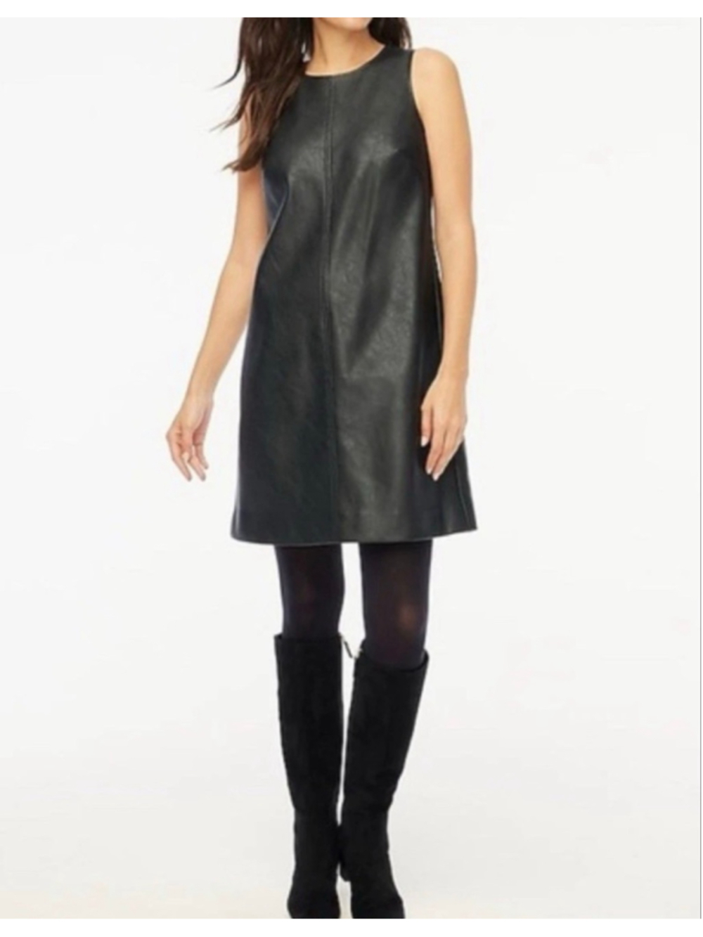 J. Crew Factory NWOT faux leather sleeveless black dress size 4